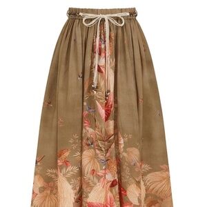 Ascension Midi Skirt – Khaki Palm Floral